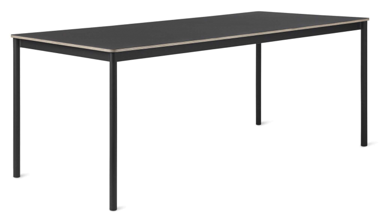 Muuto Base tafel 190x85 zwart linoleum blad, multiplex rand