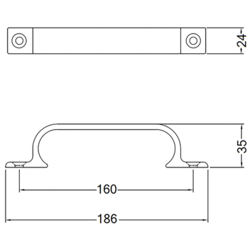 Hermeta meubelgreep handgreep opschroevend 160 mm naturel