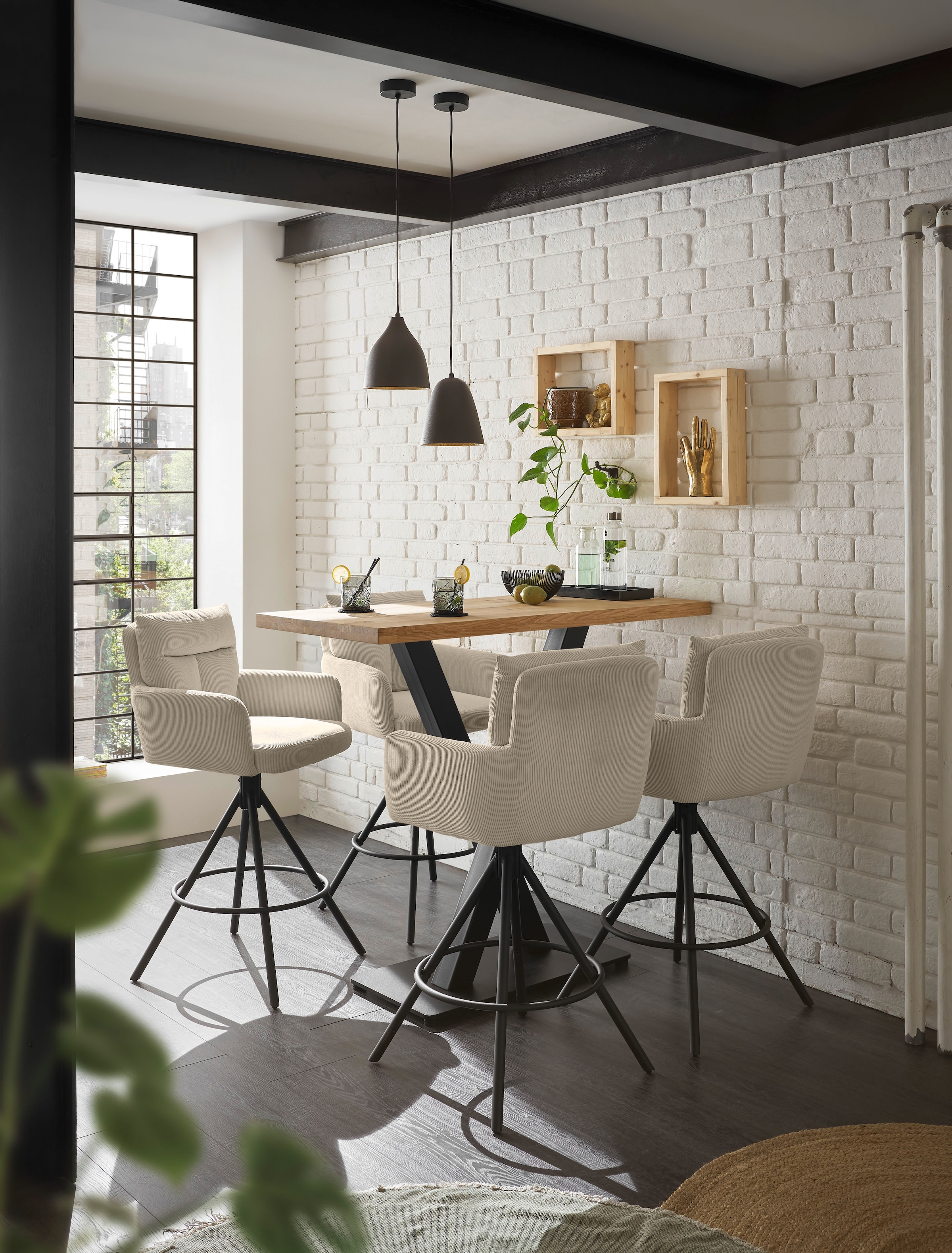 Stolkom Bartisch »Duke Eiche Massivholz geölt, Hochtisch BxHxT 120x104x60 cm« Gerade Kante, Eiche Massivholz geölt durchgehende Lamelle