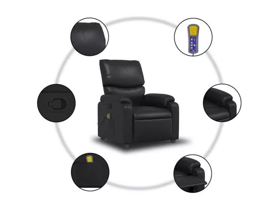 Fauteuil de massage inclinable Noir Similicuir