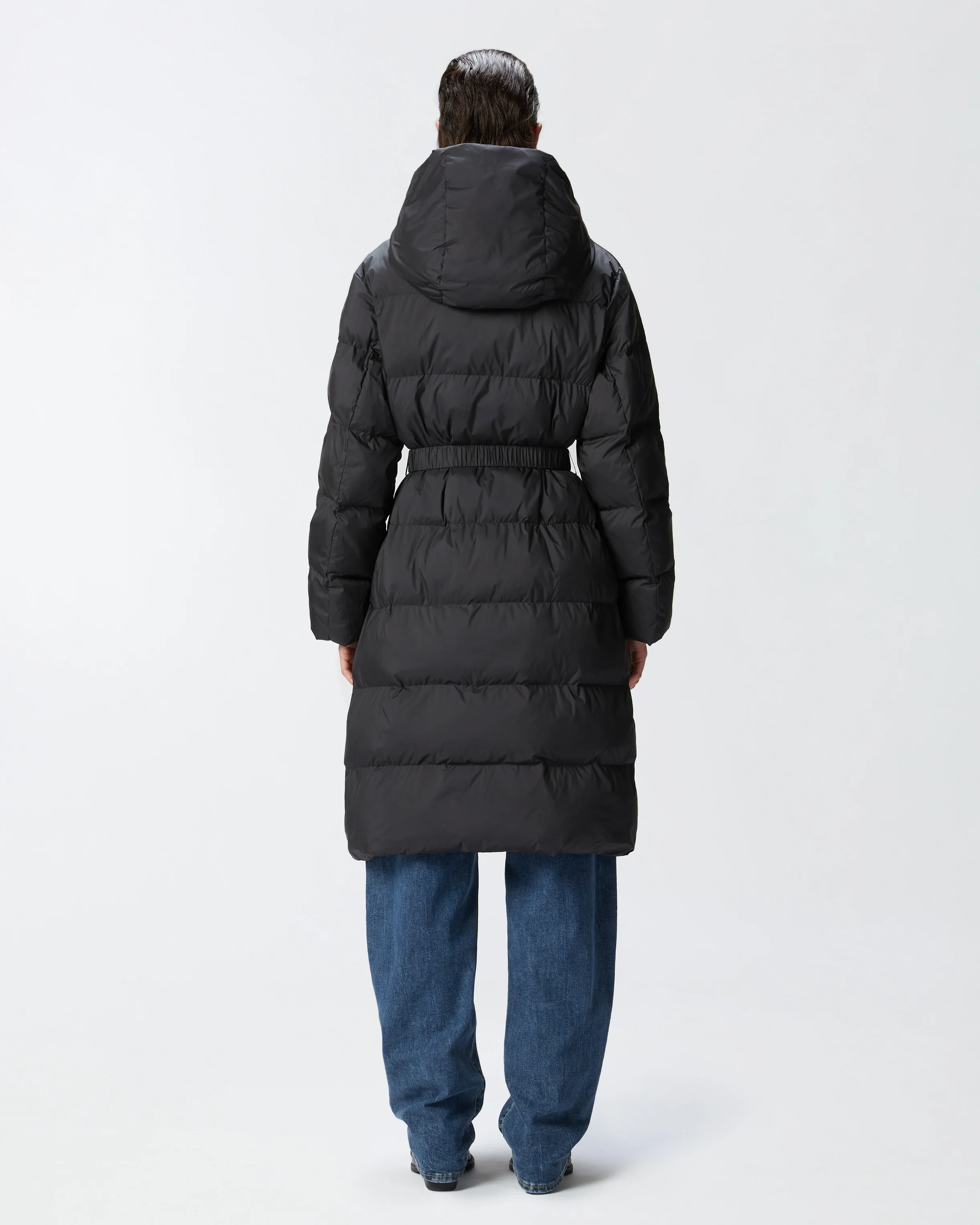 Doudoune esprit caban rembourrée et ceinturée en toile technique | Noir