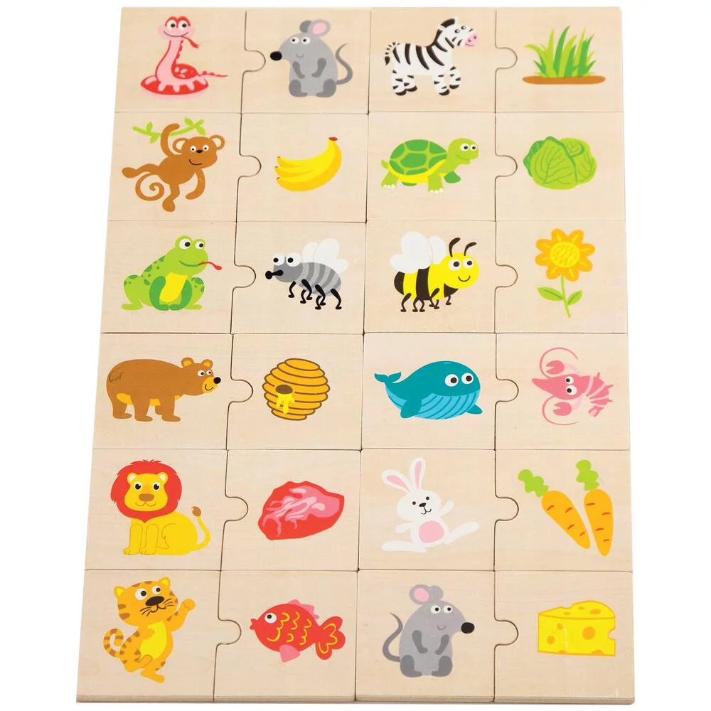 PUZZLE EN BOIS 24 PIECES - QUI MANGE QUOI ?