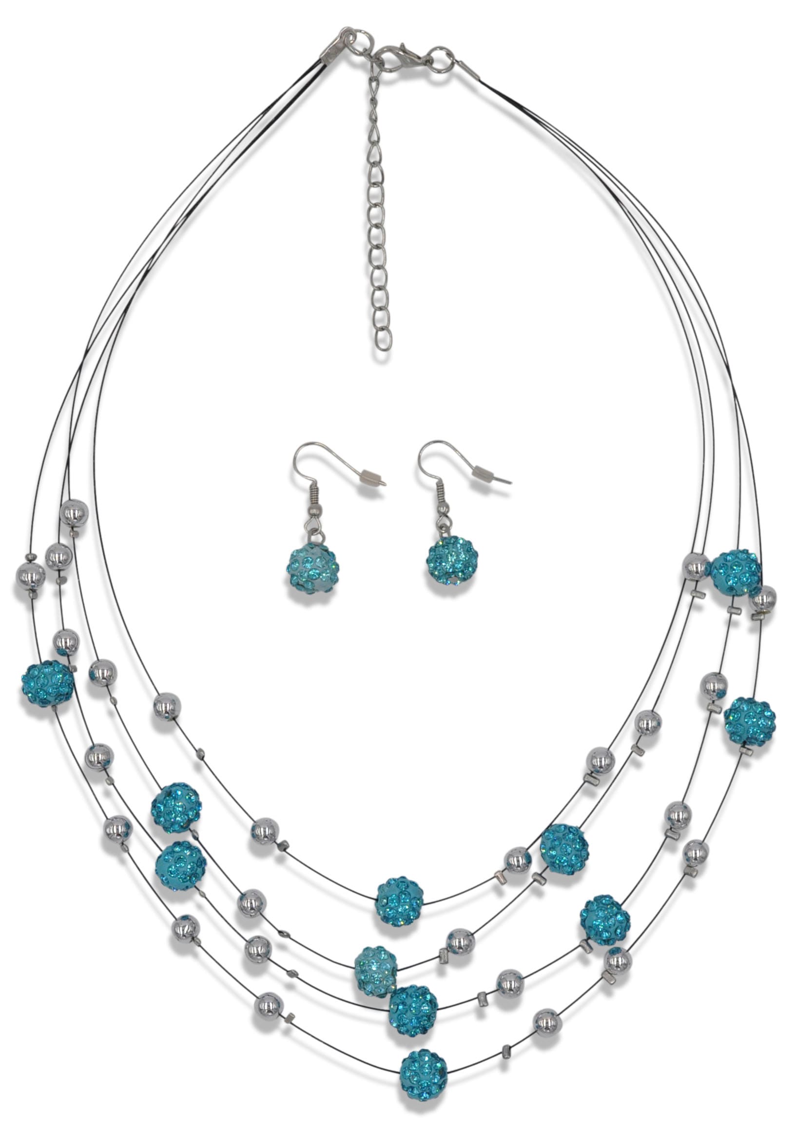 Firetti Ohrring und Ketten Set »Blue Crystal« (Set, 3 Stk. tlg.)  mit Glasstein
