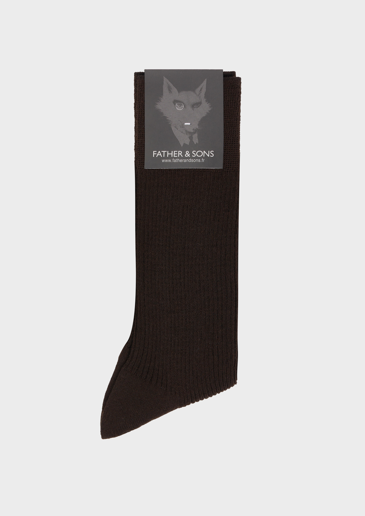 Chaussettes en laine Mérinos mélangée unie marron