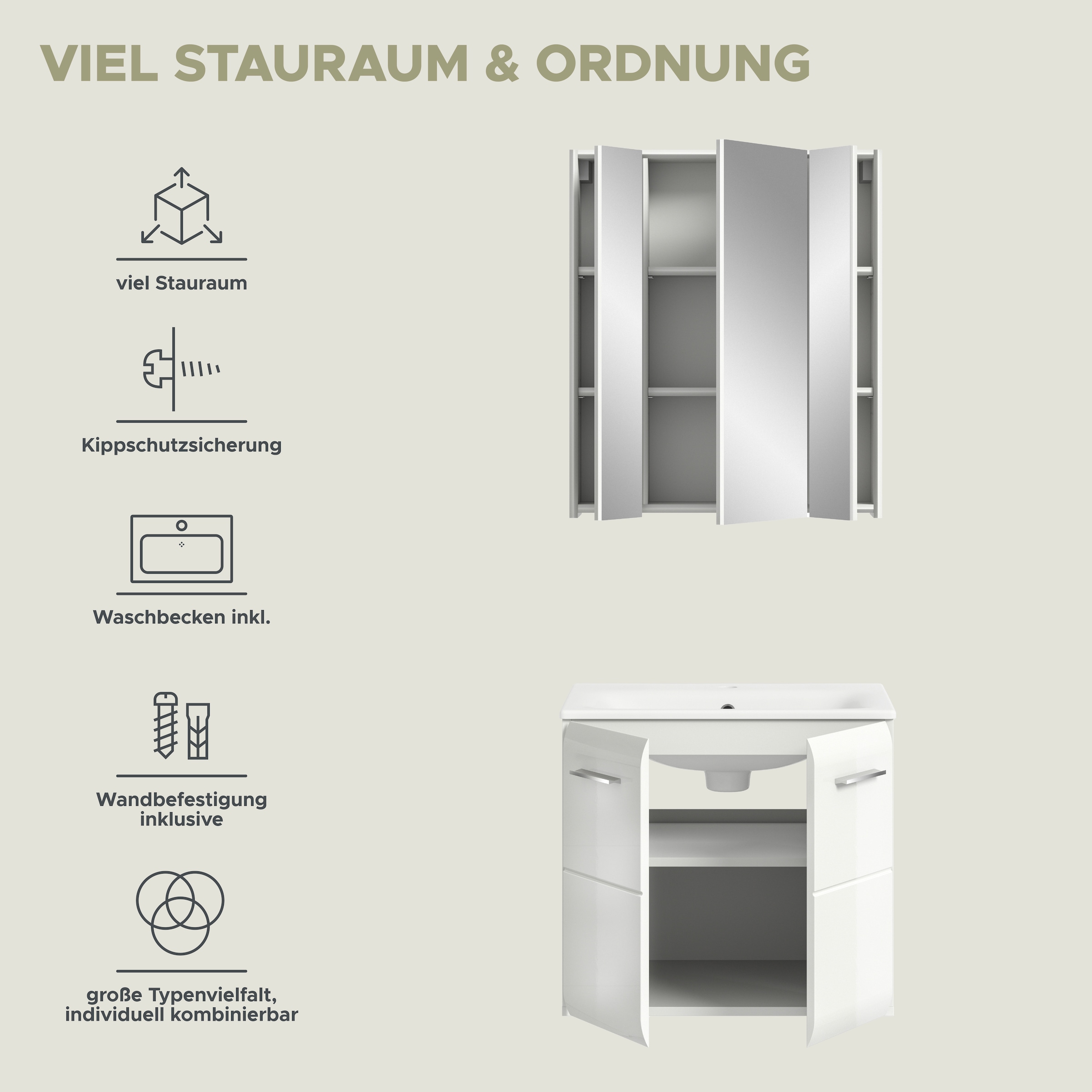 INOSIGN Badezimmer-Set Set, 3 Stk. tlg.