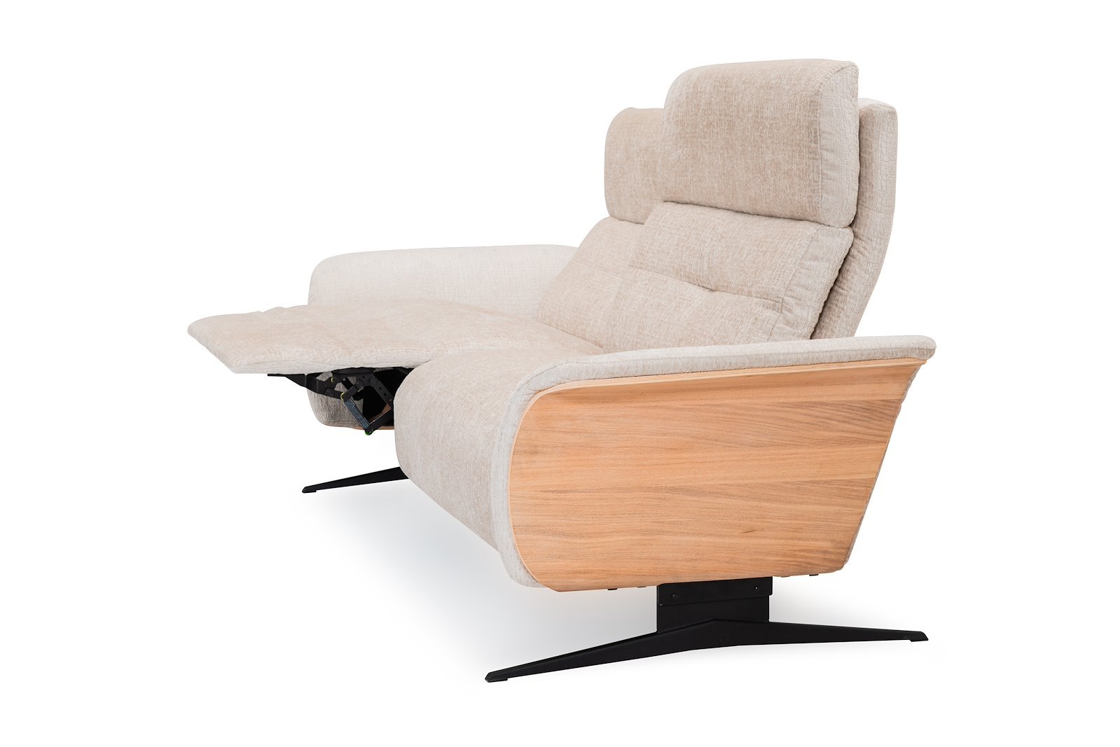 Relax 2-seter Tekstil Fusion 3540 Shell med innebygd manuell justerbar fothviler og nakkestøtte, hvitoljet vange, N9K sorte ben.