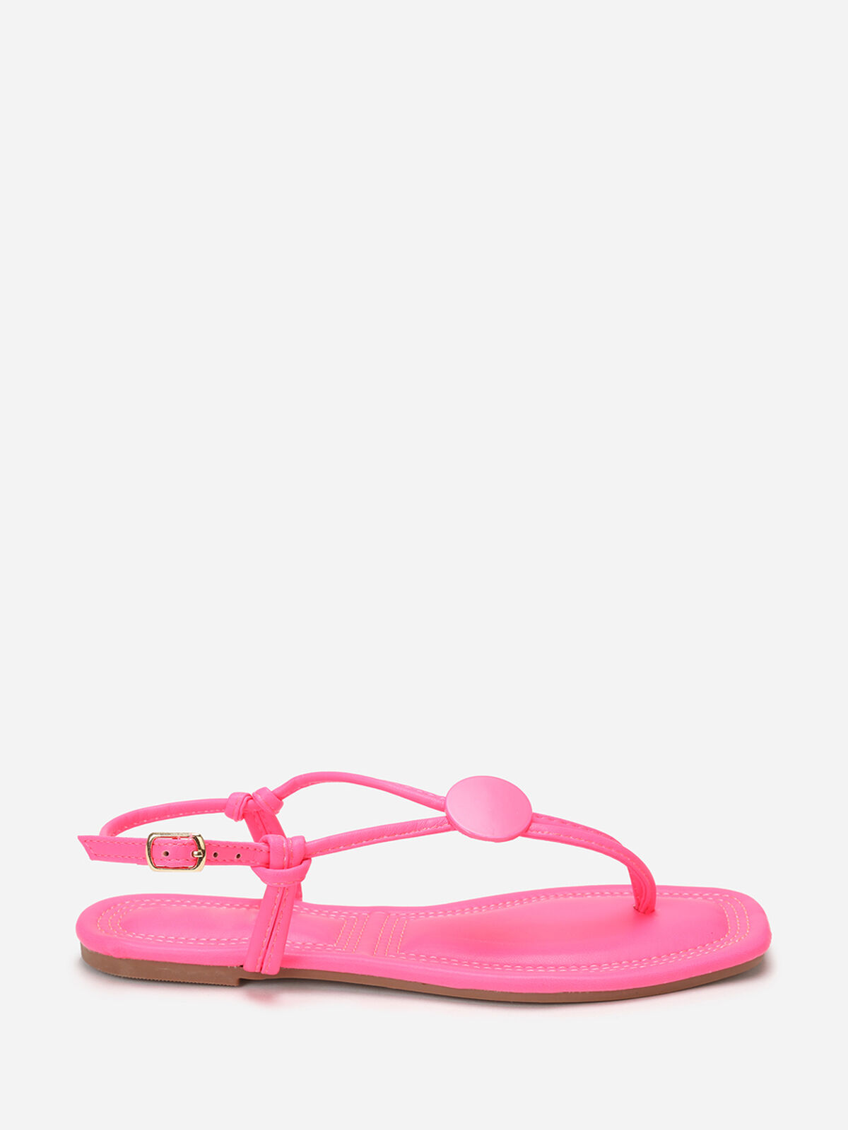 Nu-pieds à empiècement rond- Fuchsia