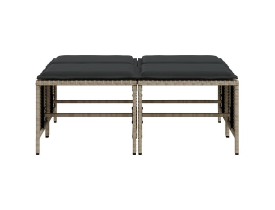 VIDAXL - Pouf Tabourets de jardin avec coussins lot de 4 gris clair rotin