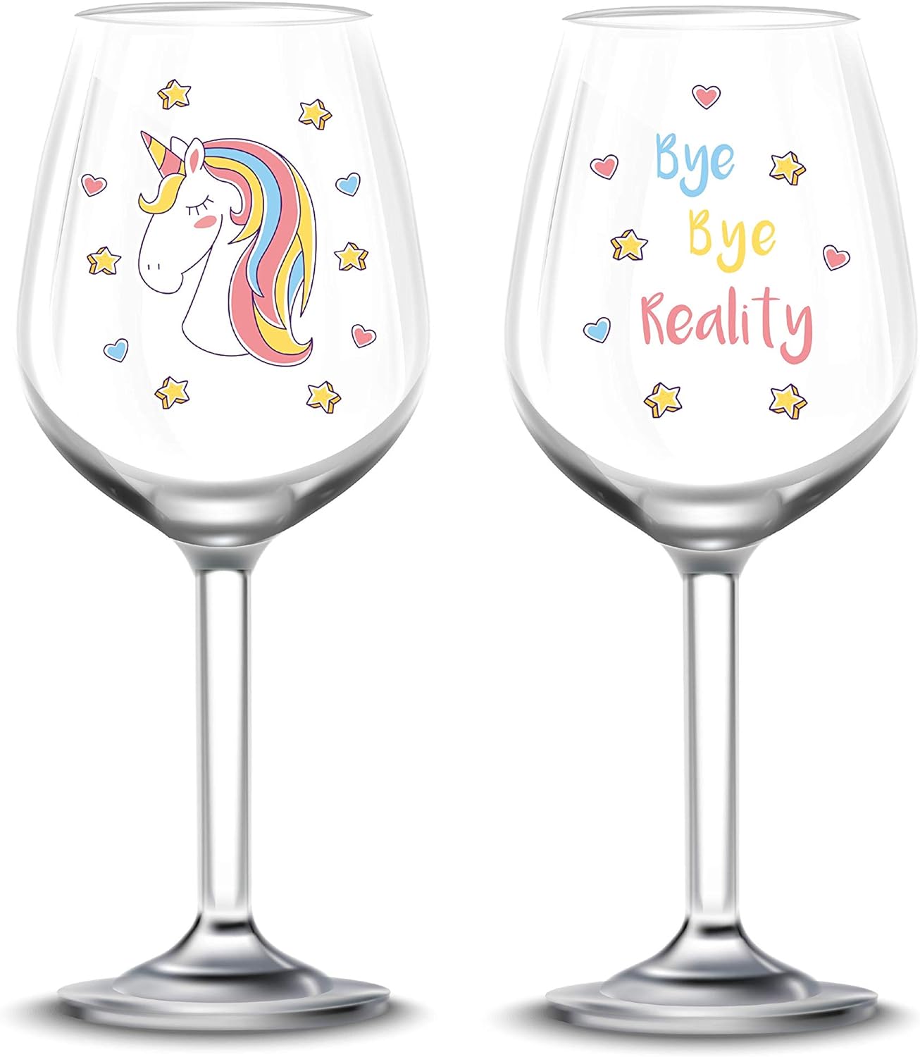 EinhornLiebe - Weingläser Set - Bye Bye Reality (2 Stück) Weinglas Glas Unicorn Einhorn