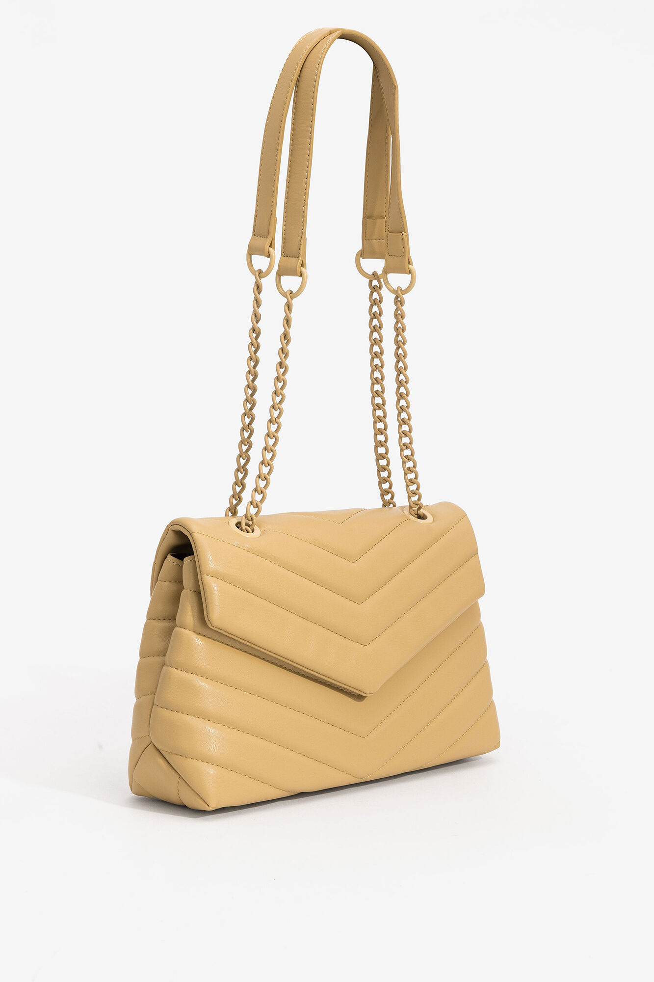 Bolsa de ombro acolchoada com alça combinando - Amarela