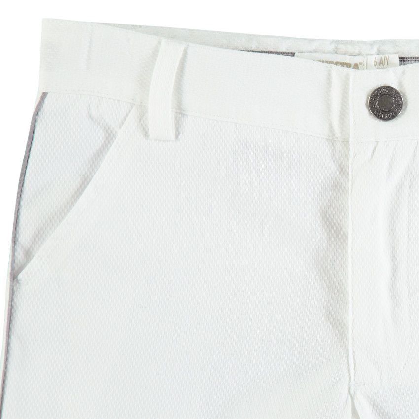 Pantalon droit en coton fantaisie - Blanc