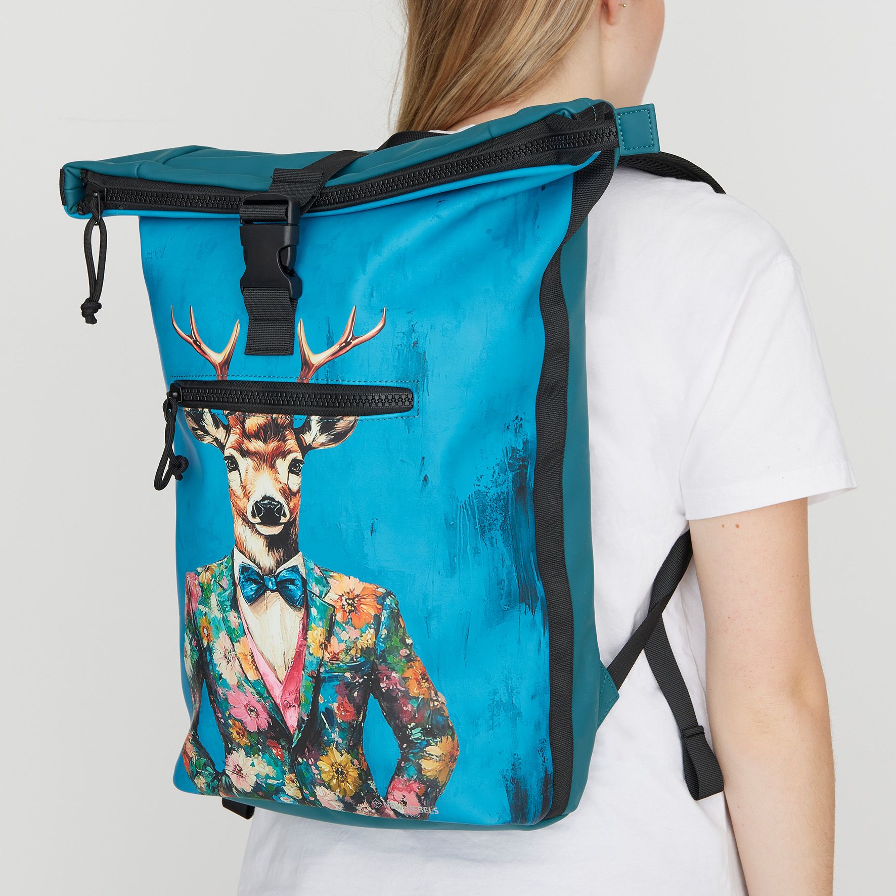 New Rebels Mart Art New York Rolltop Backpack Dressed Deer