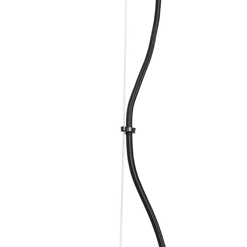 Art deco hanglamp zwart met amber glas 8-lichts - David
