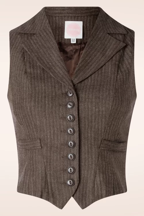 Emmy Design The Watchmaker's gilet met krijtstreep in bruin