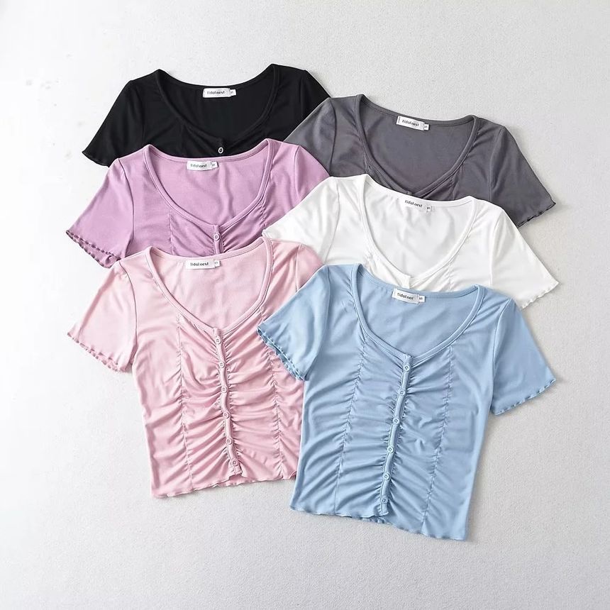 Asiris - Kort mouwloos geplooid slim-fit crop top
