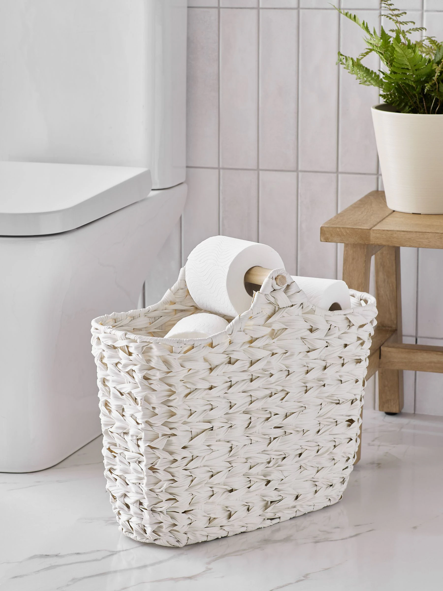 Geweven toiletrolhouder en -opbergset