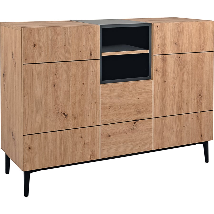 TV-Möbel Joe Dekor Eiche Artisan schwarz 195 x 48 x 37 cm