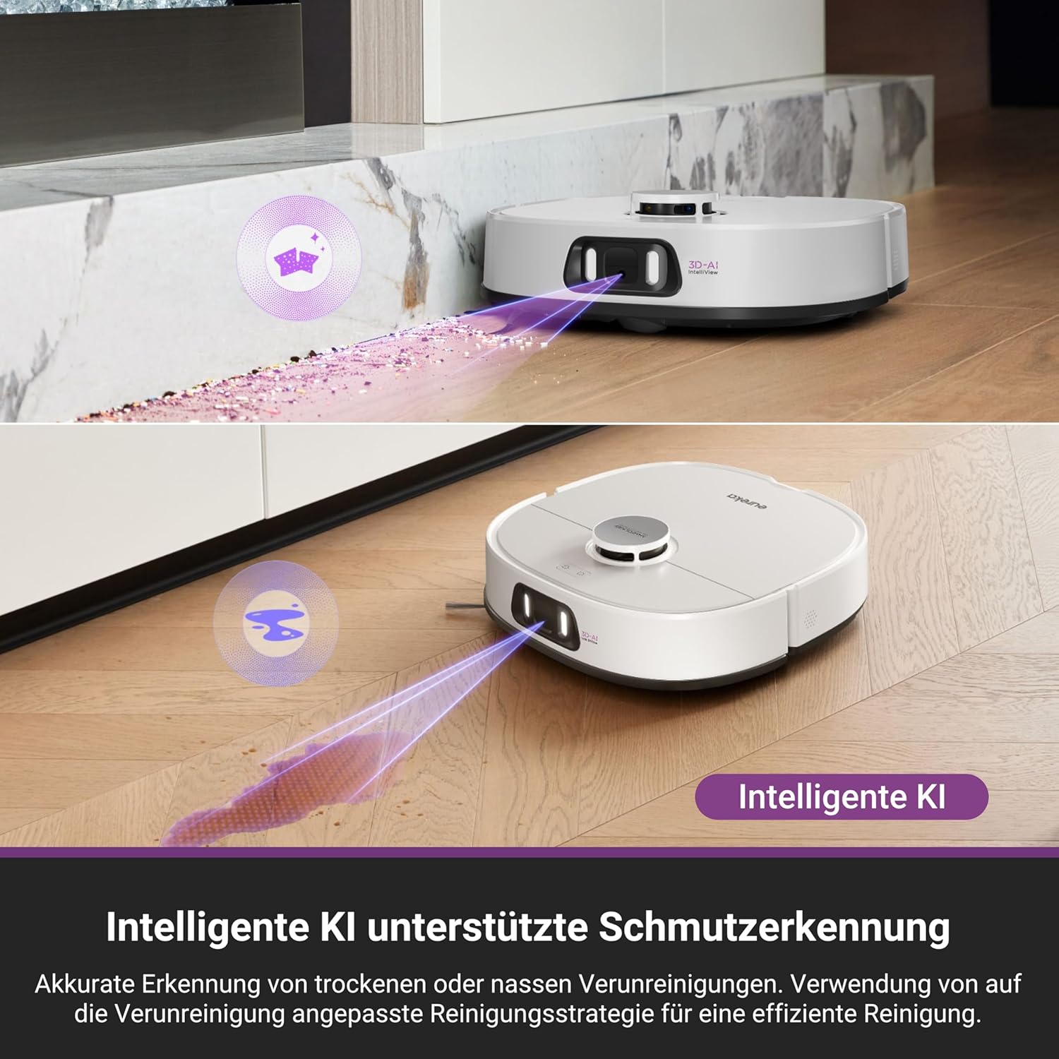 Eureka J15 Pro Ultra Saug- & Wischroboter + All-in-One-Station (Selbstreinigung, 16200Pa, LDS Navigation, Hinderniserkennung, Anti-Haarverhedderung, ideal gegen Tierhaare, App- & Sprachsteuerung)