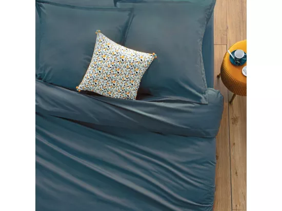 Housse de couette 2 Personnes en Coton Bleu Orage 240 x 220 cm