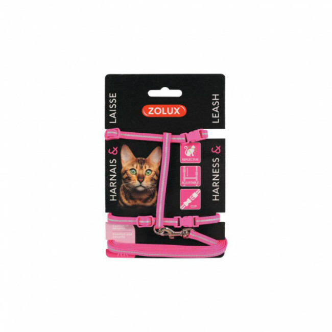 Kit sellerie réfléchissant pour chat - Laisse 1,20 m et harnais réglable