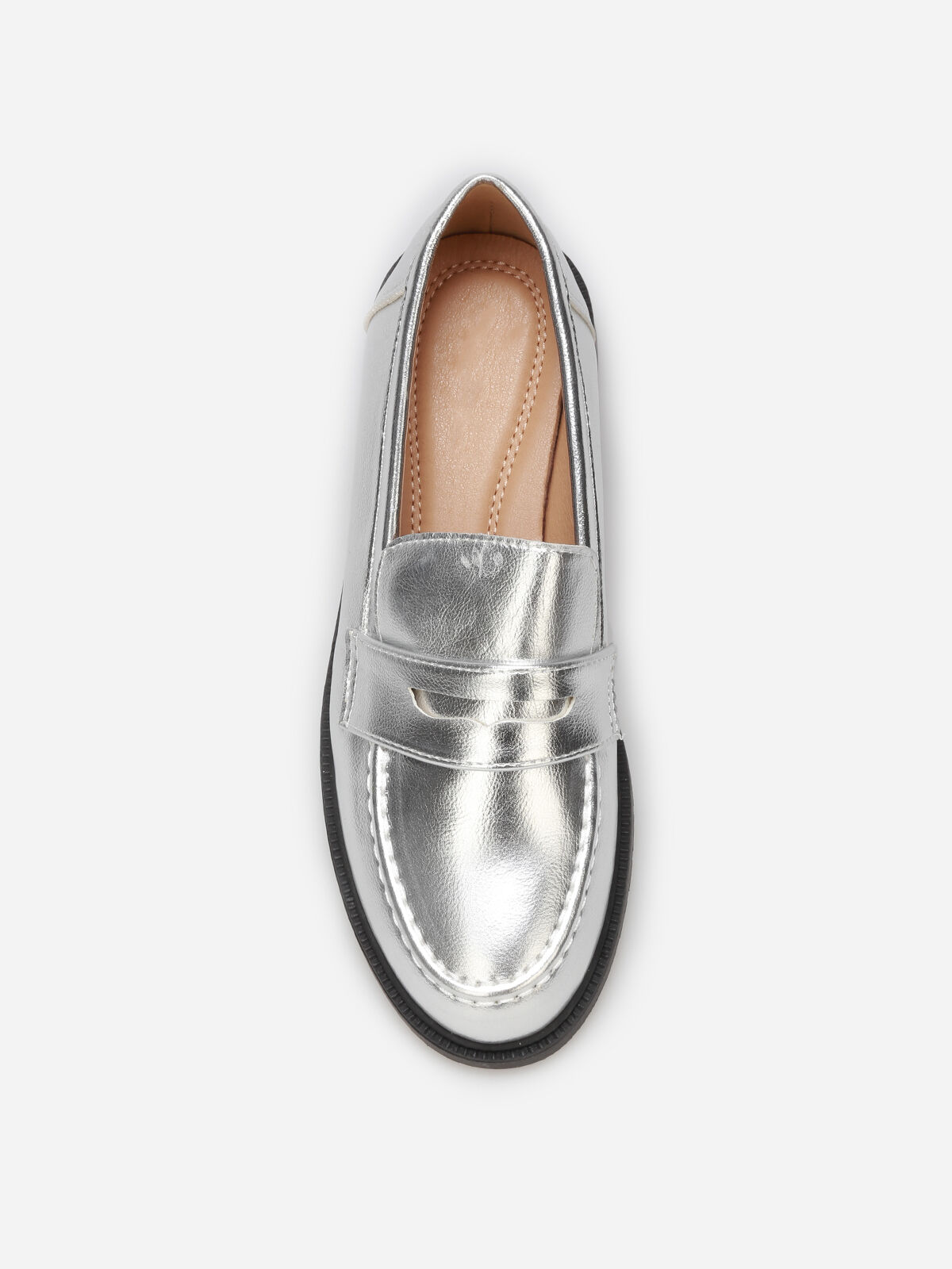Mocassins classiques à semelle crantée- Argenté