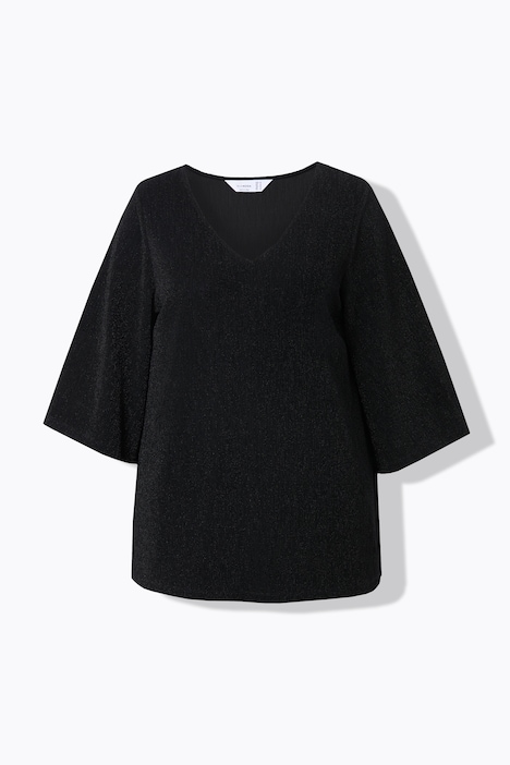 T-Shirt, A-Linie, Glitzer-Effekt, 3/4-Ärmel