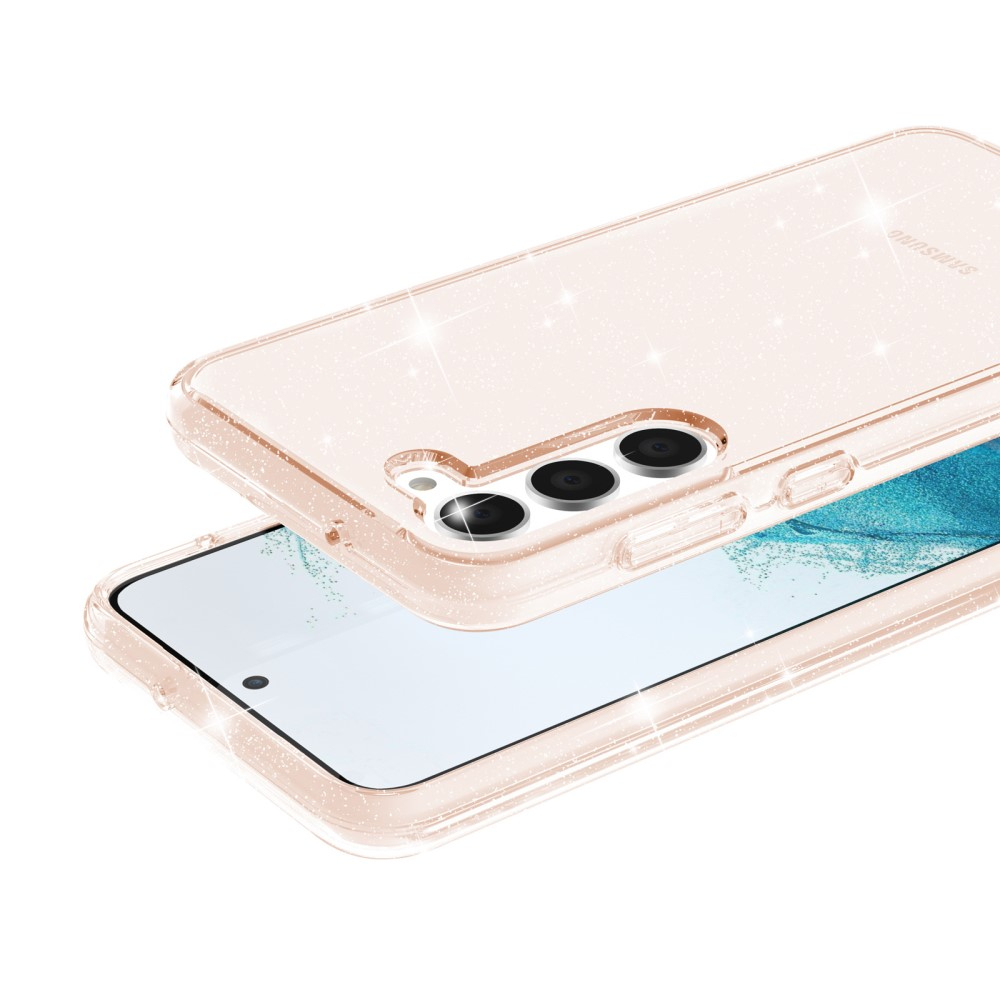 Samsung Galaxy S23 5G Hybrid Hardcase Schutzhülle im Glitzer Design - Gold / Transparent