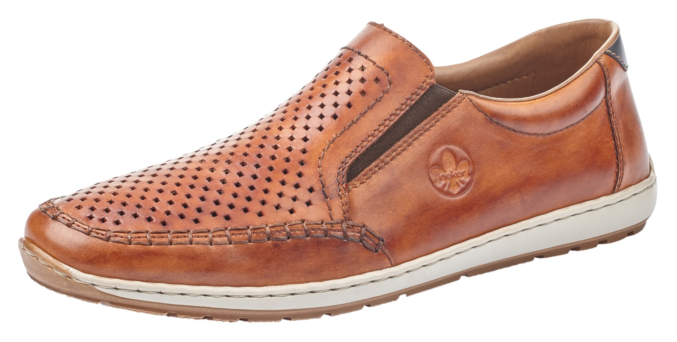 Rieker Slipper  Slip on Sneaker, Schlupfschuh, Loafer mit perforiertem Blatt