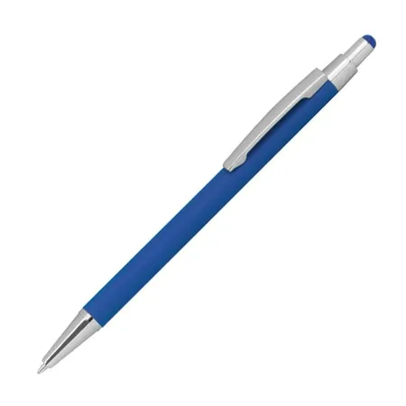 Macma Touchpen Kugelschreiber aus Metall, gummiert, blau, 10 Stück