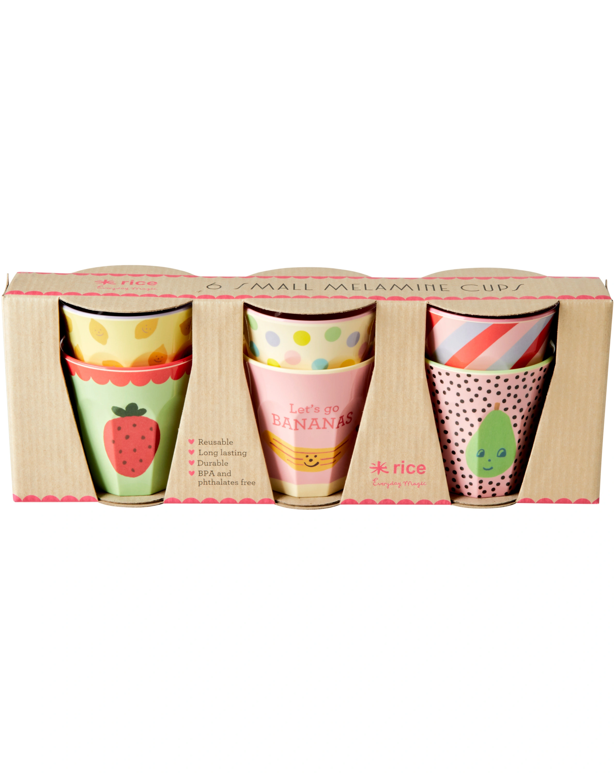 Melamin-Becher FRUITS - SMALL 6er-Pack in bunt