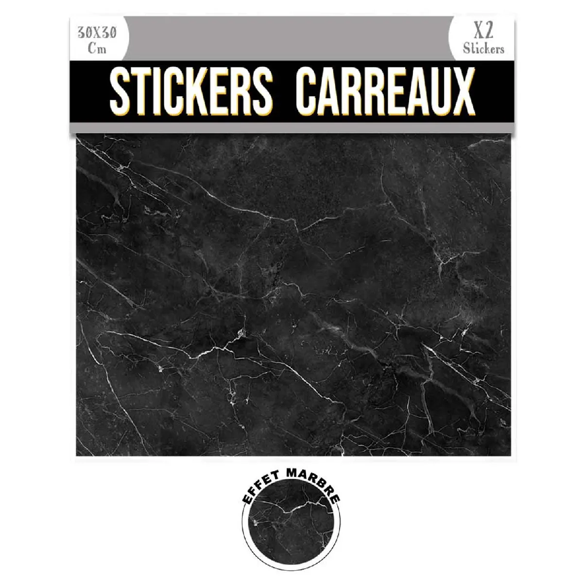 Sudtrading Stickers Marbre Noir 30x30 cm