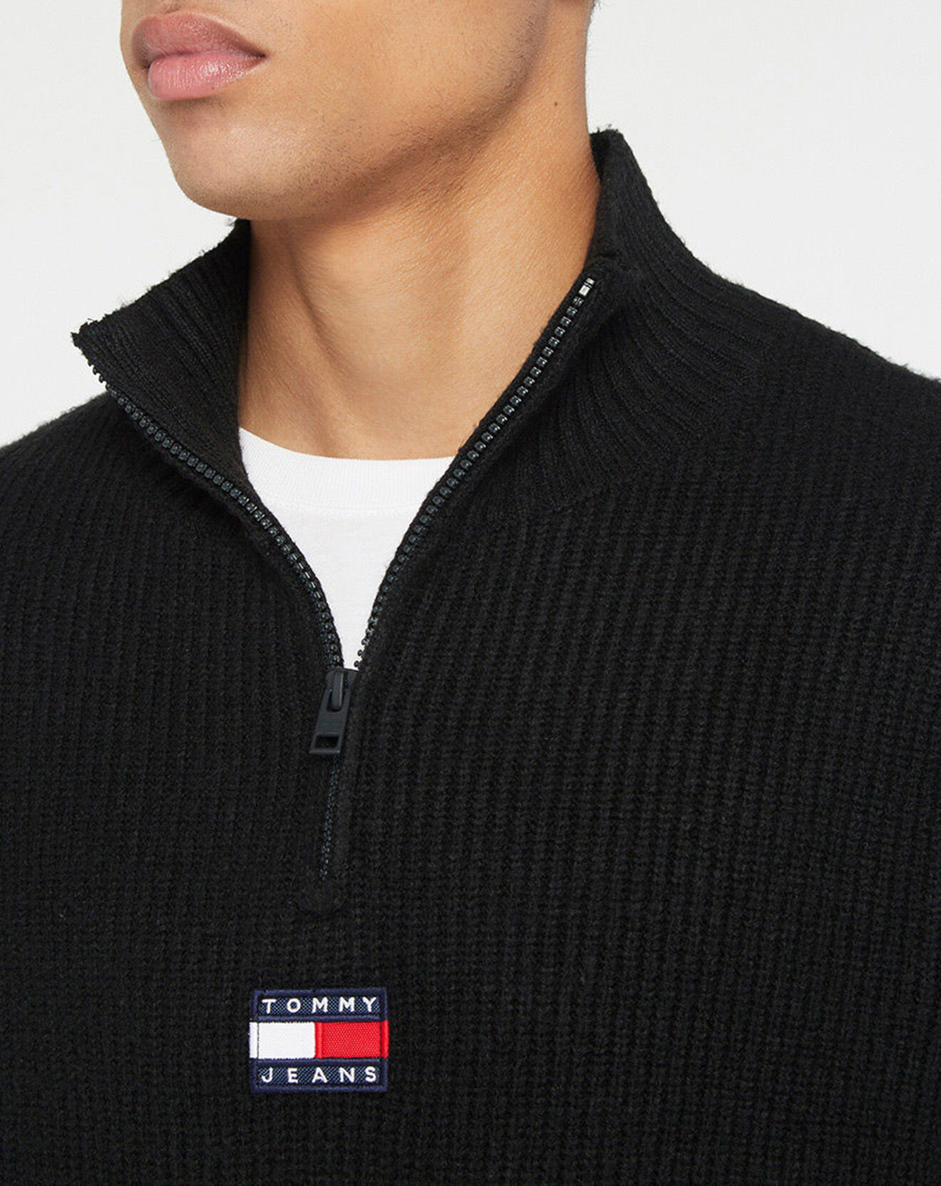Tommy Jeans Pull col camionneur Badge noir