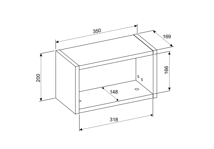 Comad Artisan half hoge open kast 35x20cm eiken