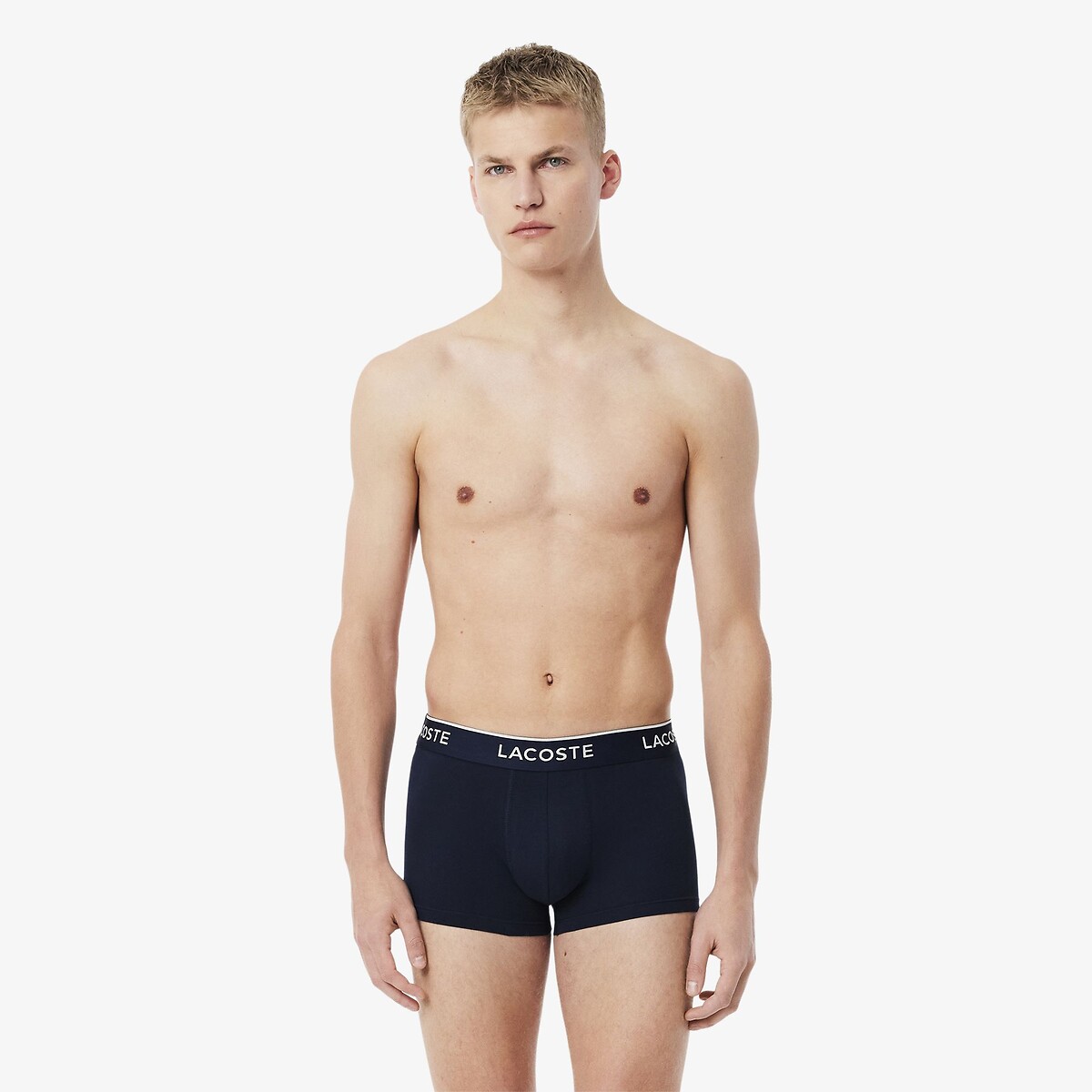LACOSTE<br>Conjunto de 3 cuecas boxer de algodão elástico