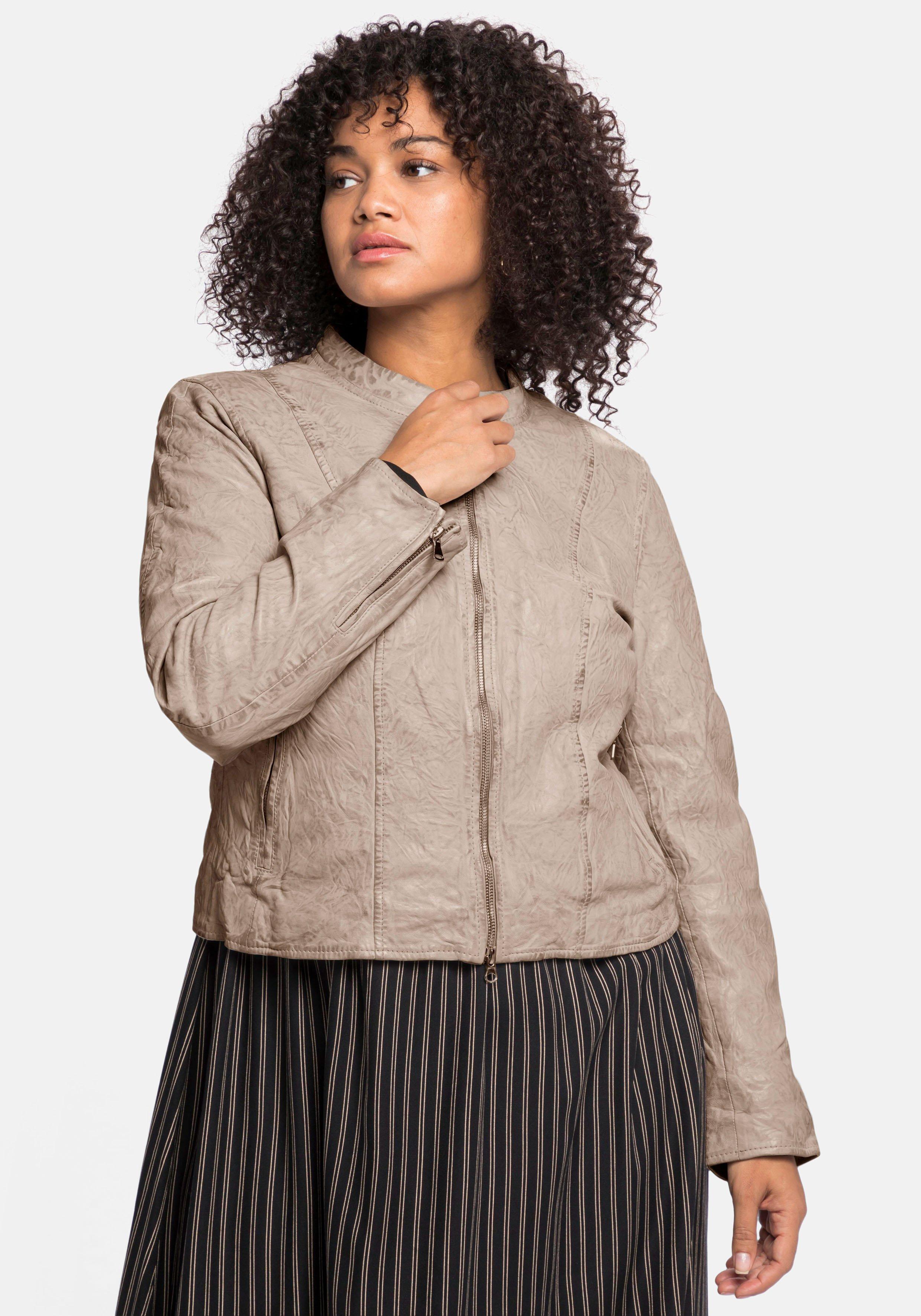 Lederjacke aus Lammnappa mit Crinkle-Effekt