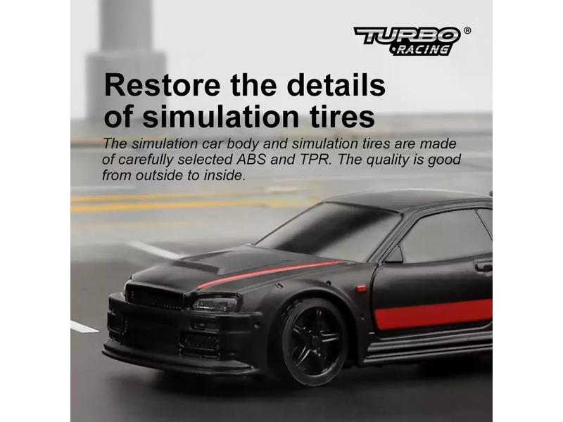Turbo Racing Micro Sport C74, Schwarz, RTR, 1:76 Vollwertiges RC-Auto im micro Format