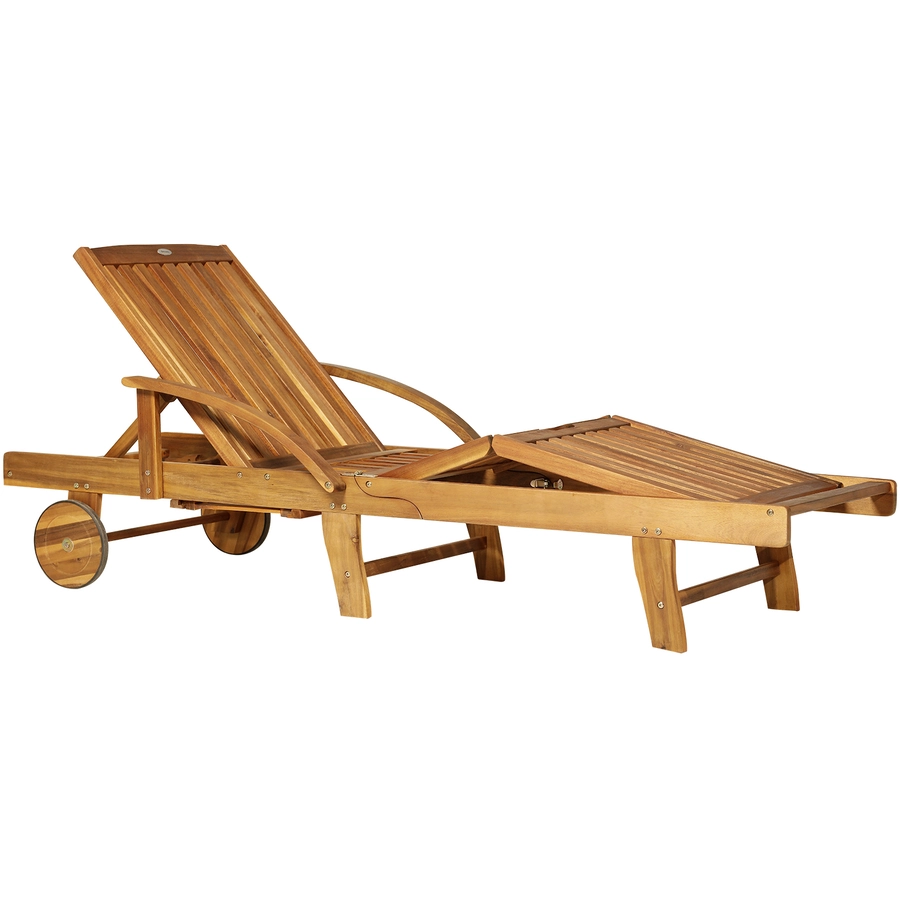Outsunny Holz-Gartenliege verstellbar natur