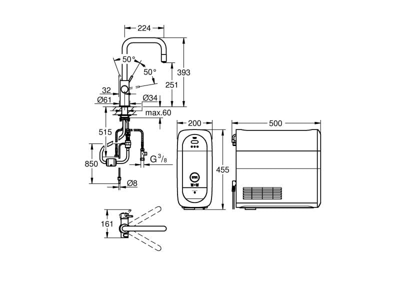 GROHE Küchenarmatur Blue Home U-Auslauf, Starter Kit, Chrom Die frischste Wasserquellen