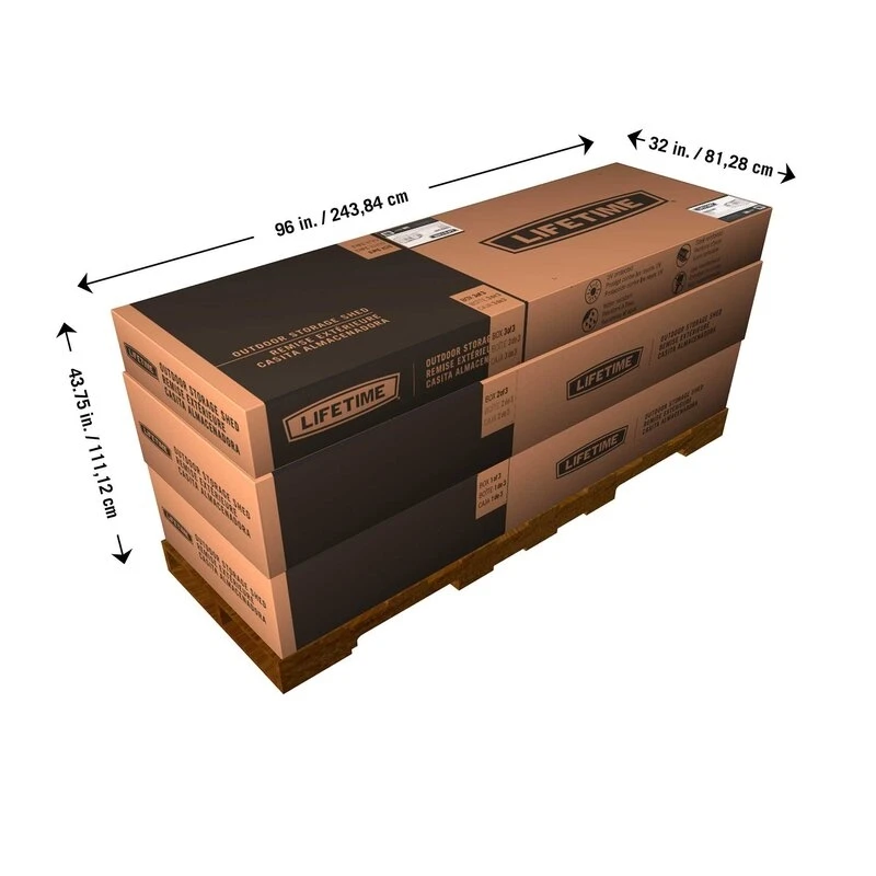 Galpão de armazenamento de plástico com entrada dupla, 4,57 m de largura x 2,44 m de profundidade.