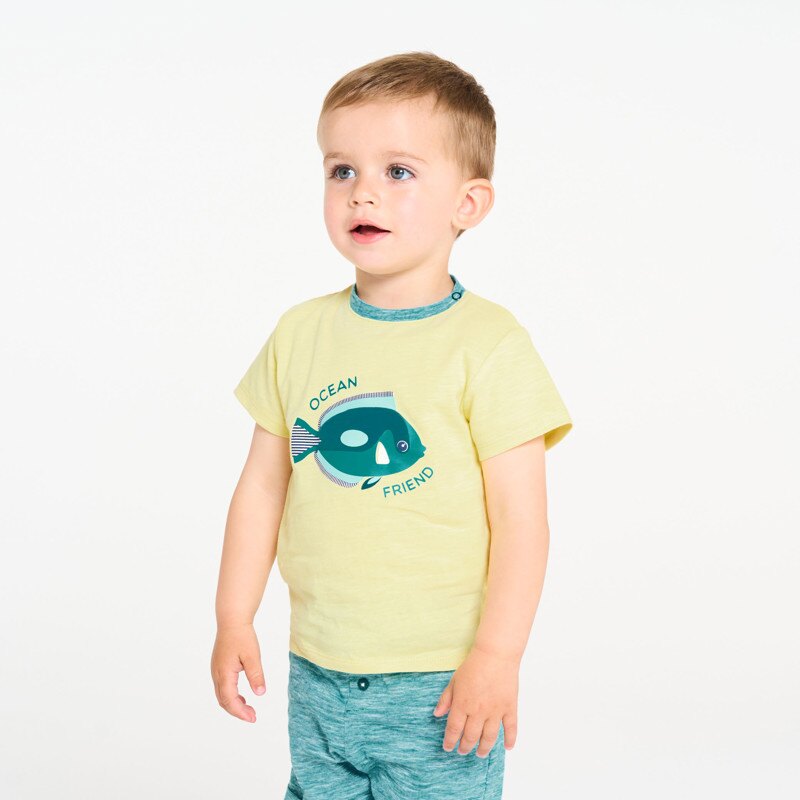 T-shirt poisson et short en maille fantaisie bleu garçon Bleu