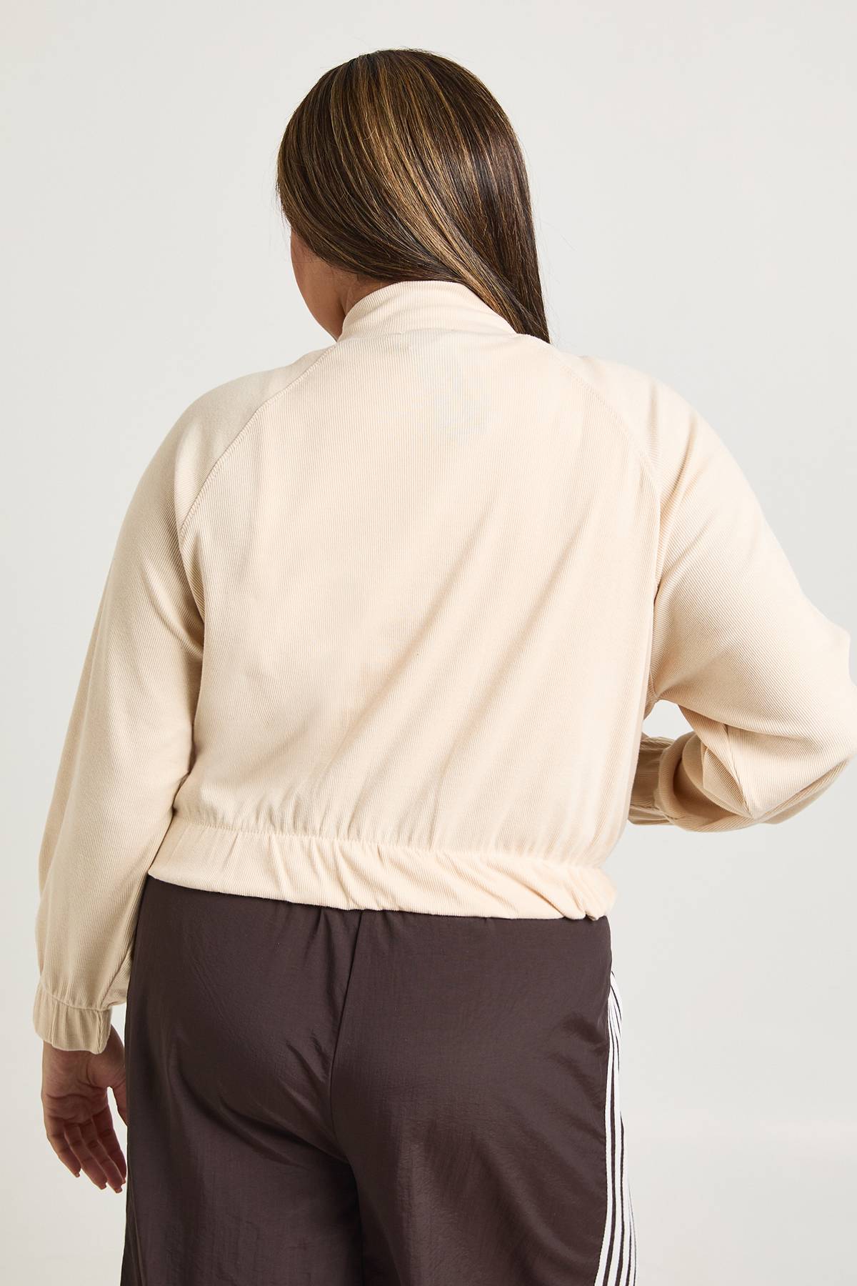 boohoo Veste Zippée Grande Taille Col Cheminée Côtelé