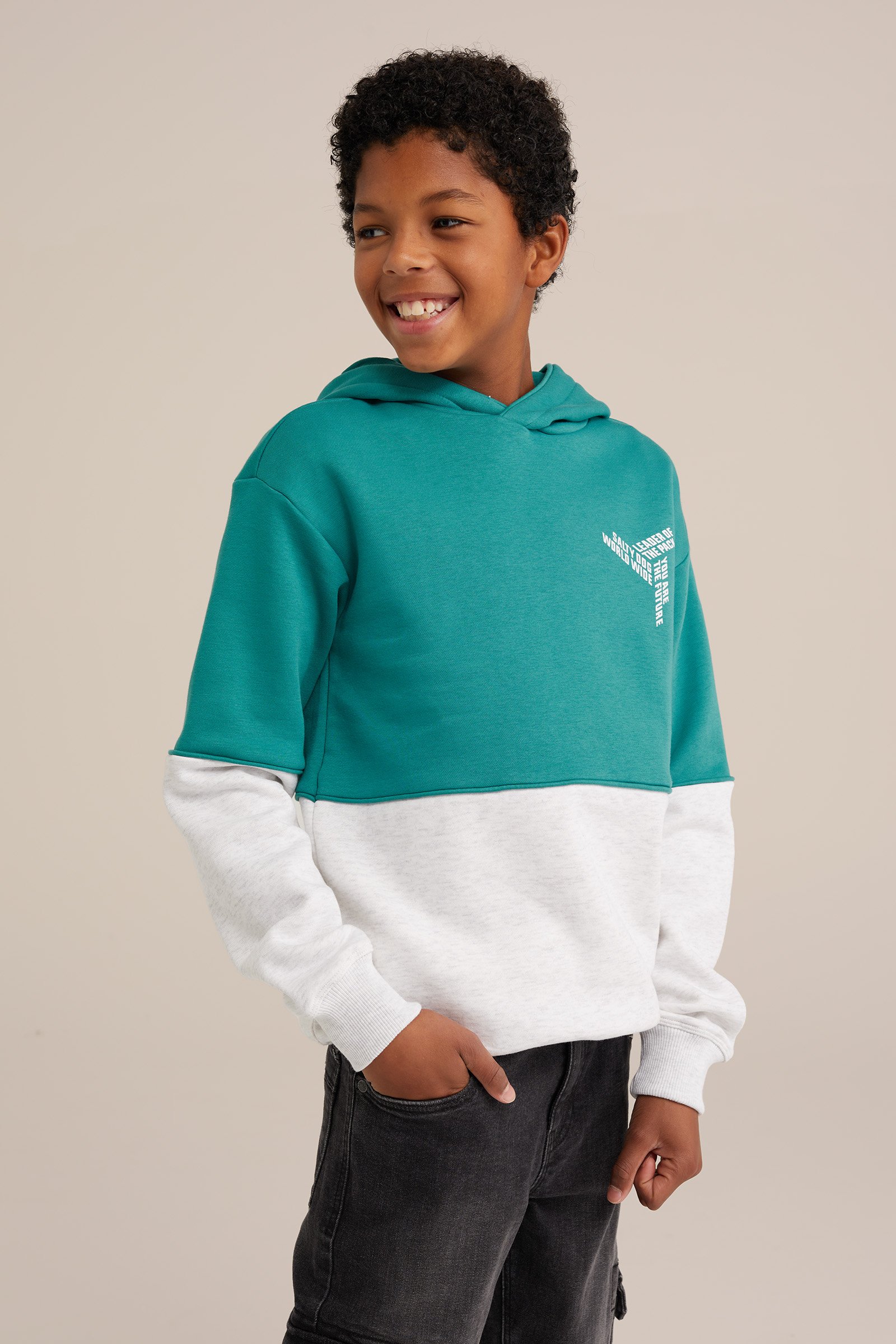 Jongens hoodie met clourblock Salty Dog Groen