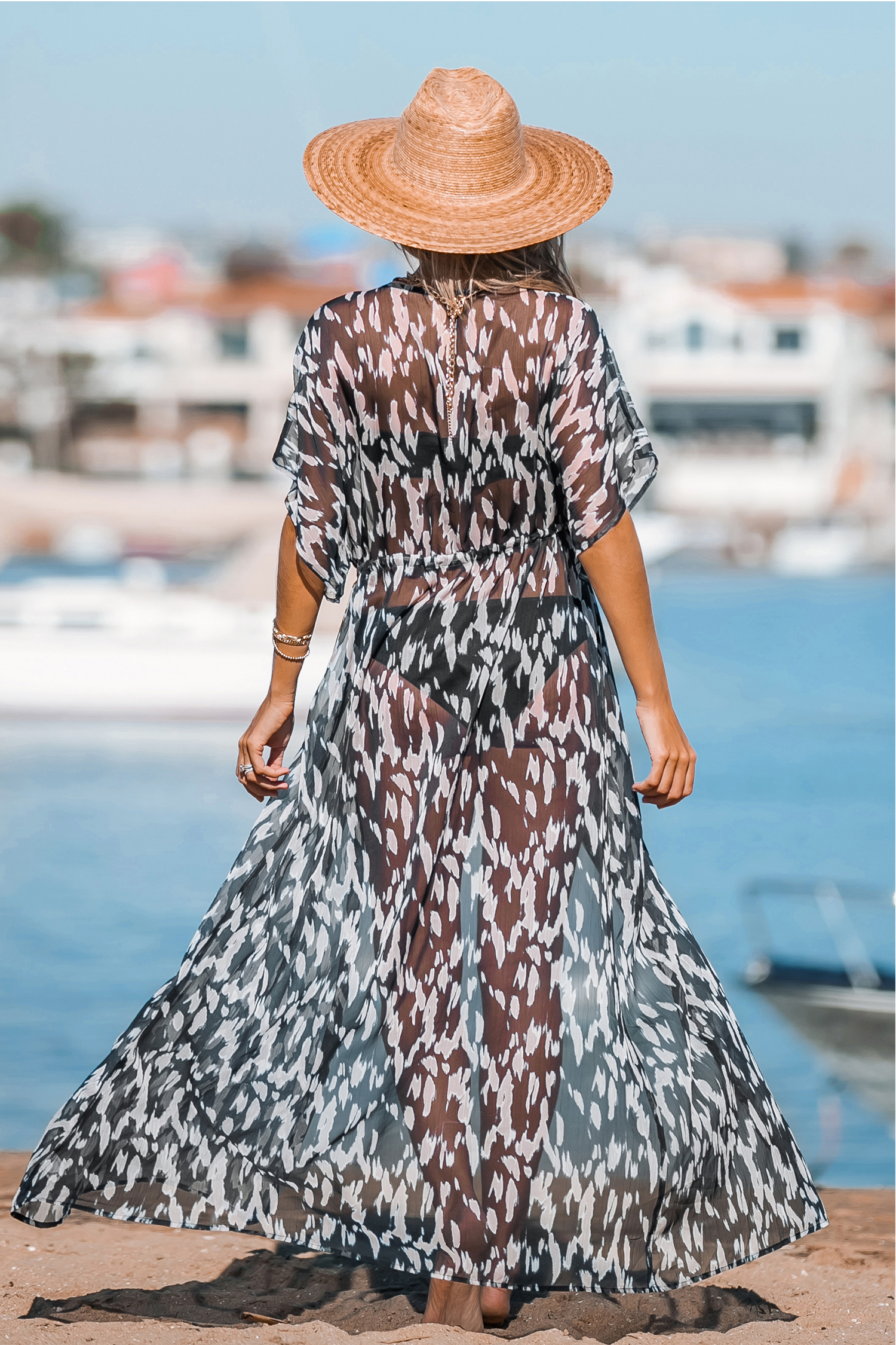 Kimono de plage à imprimé léopard
