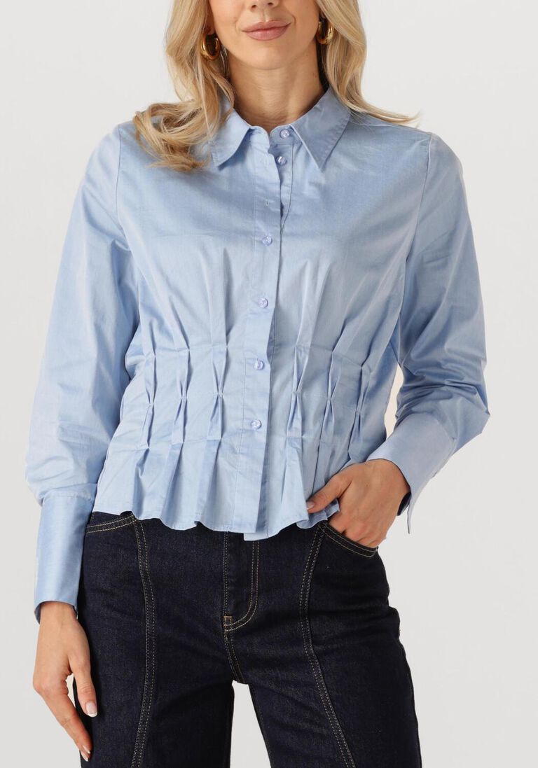 lichtblauwe co'couture blouses poppy pleat waist