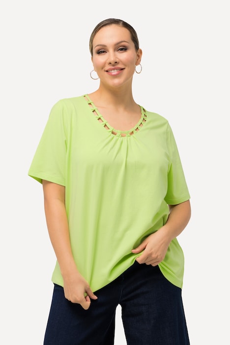 T-Shirt, CutOut-Zierband, Rundhals, Halbarm