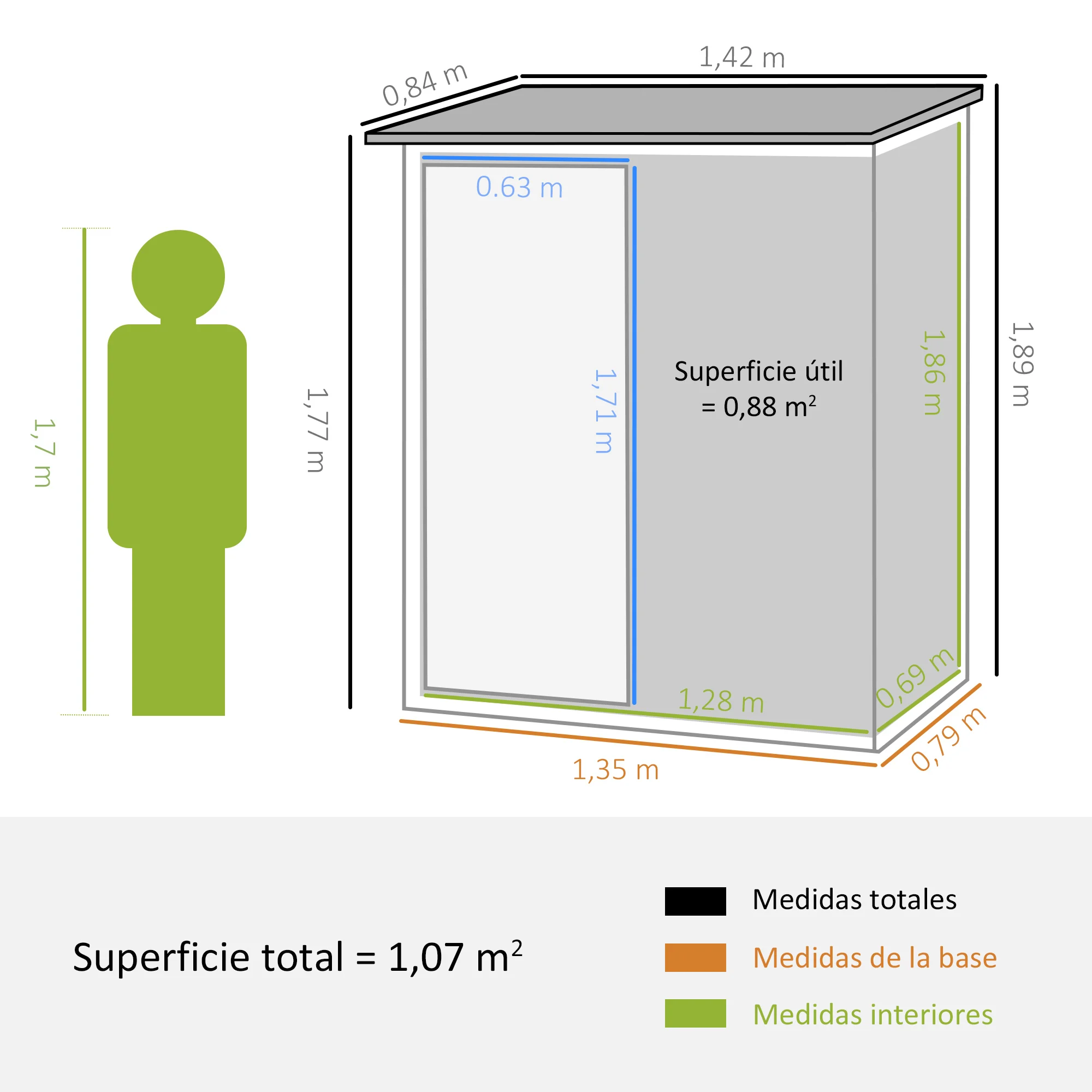 Casinha de metal Outsunny para exterior com porta com fechadura e orifícios de drenagem para armazenamento.