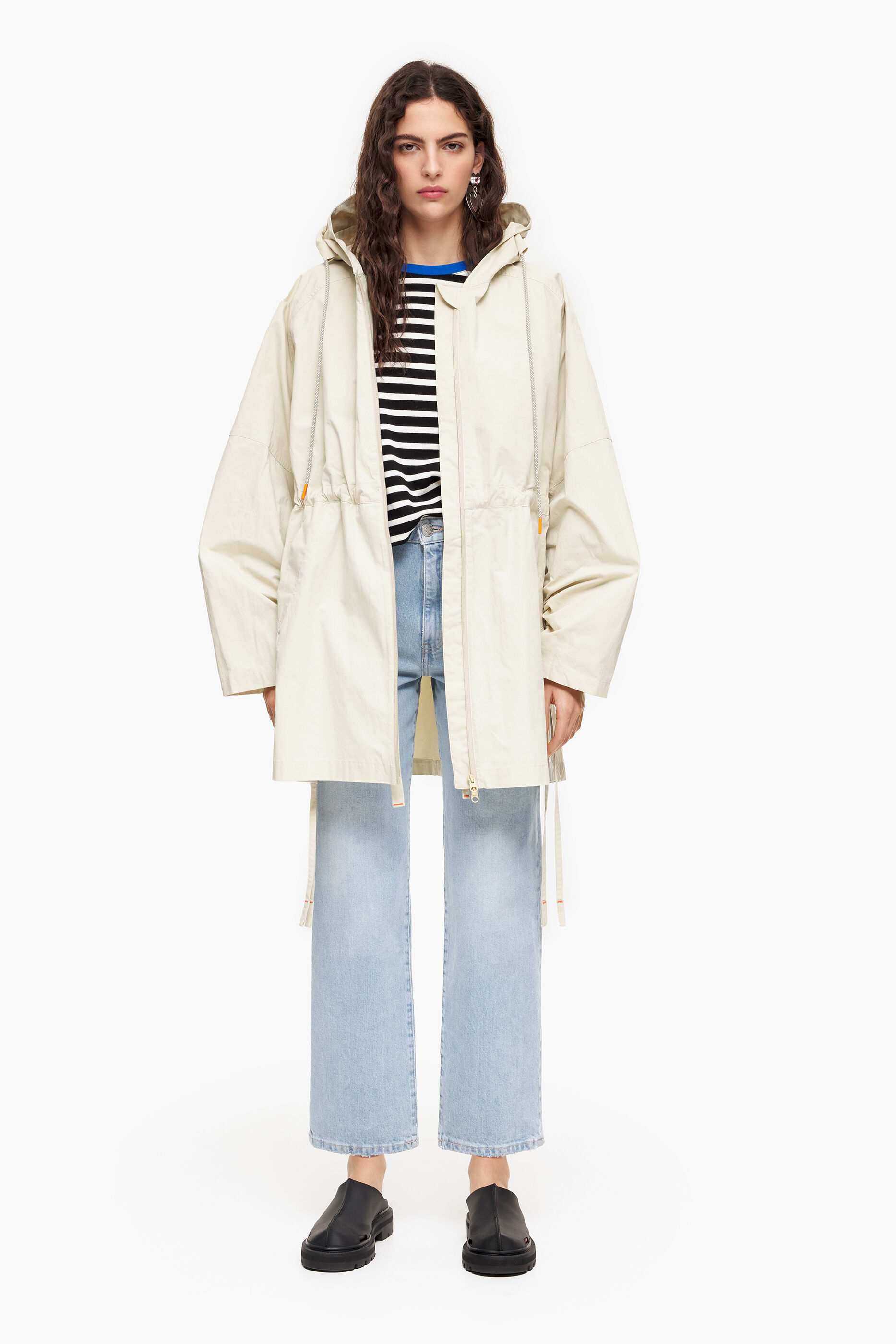sobretudo verde-lavado oversized
