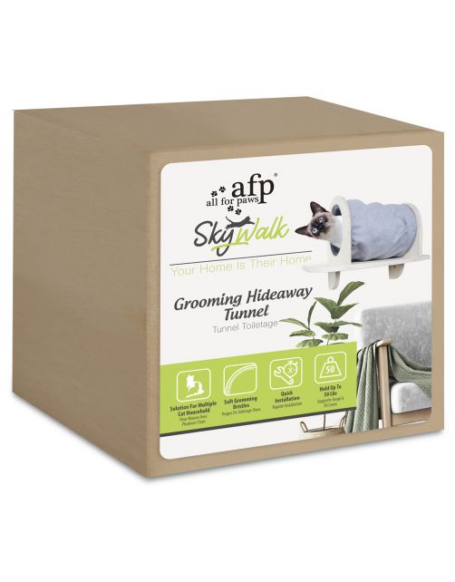 All For Paws Skywalk - Grooming Hideaway Tunnel - Wandkrabpaal - 28x13x29 cm Grijs