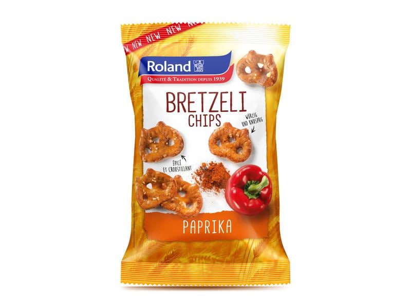 Roland Snacks Bretzeli Chips Paprika 180 g Würzige Bretzel-Chips aus der Schweiz