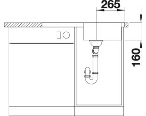 Blanco LANTOS 45 S-IF Compact spoelbak, 768 x 488 mm, geborsteld roestvrij staal, 519059